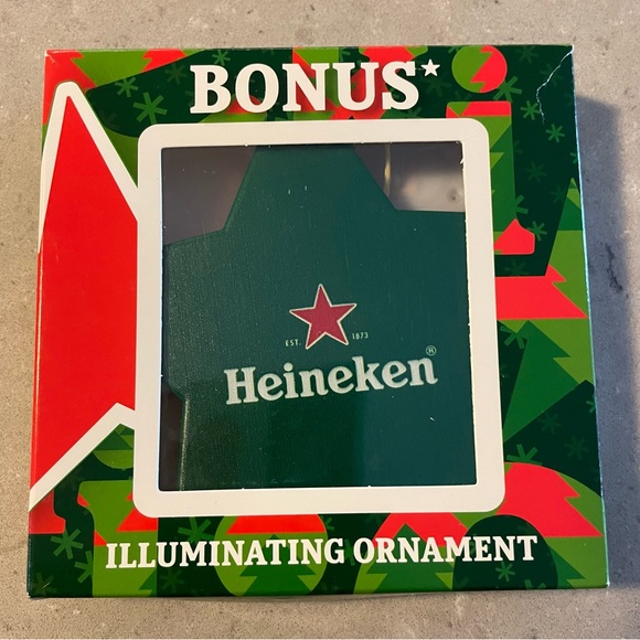 Set of 3 Heineken beer double-sided illuminating star Christmas ornaments - Picture 13 of 15